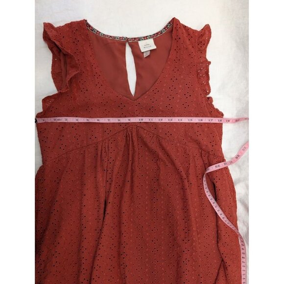 knox Rose women's size Medium short dark orange dress v neck ruffle summer D14 - Picture 7 of 8